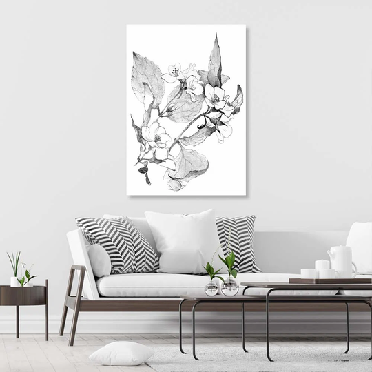 Canvas Print Flowers Black White Nature