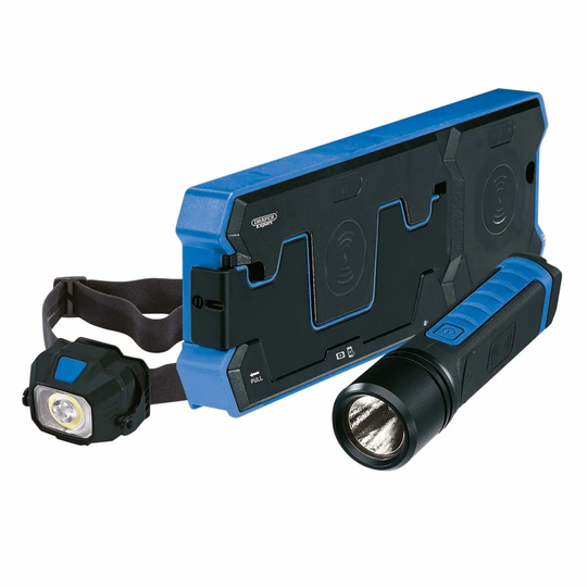 Draper Wireless/Usb Rechargeable Torch Kit With Dual Charging Pad