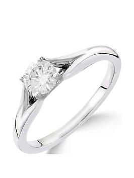 Love DIAMOND 9ct White Gold 1/4 Carat Diamond Solitaire with Tapered Shoulders Ring, One Colour, Size I, Women