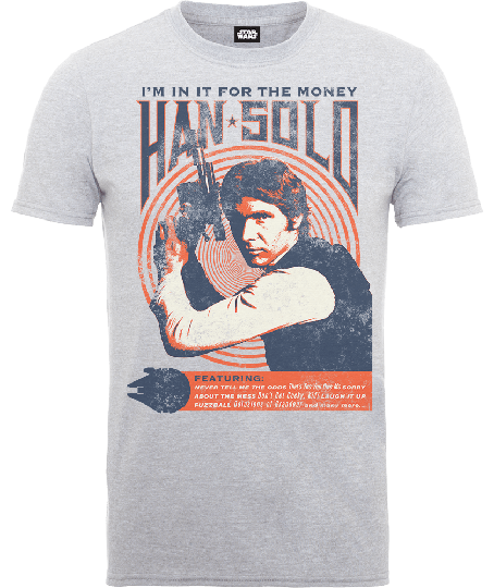 Star Wars Han Solo Retro Poster T-Shirt - Grey - S