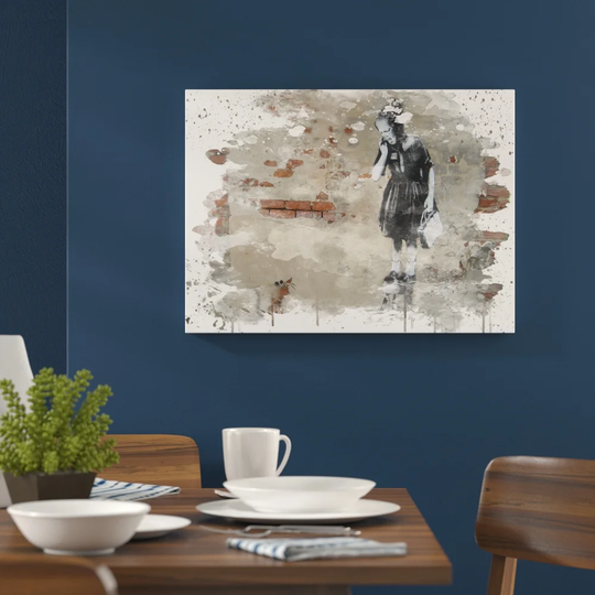 'Banksy Girl and Rat Graffiti Wall Art' Graphic Art Print Poster