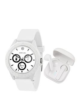 Harry Lime Fashion Smart Watch In White Featuring True Wireless Stereo Earbuds In Charging Case Ha07-2000-Tws