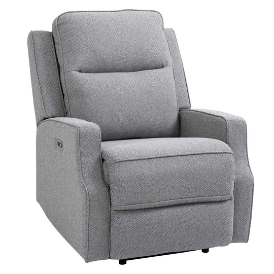 HOMCOM Wall Hugger Electric Power Recliner Linen Upholstered Chair With USB Charging Point Grey