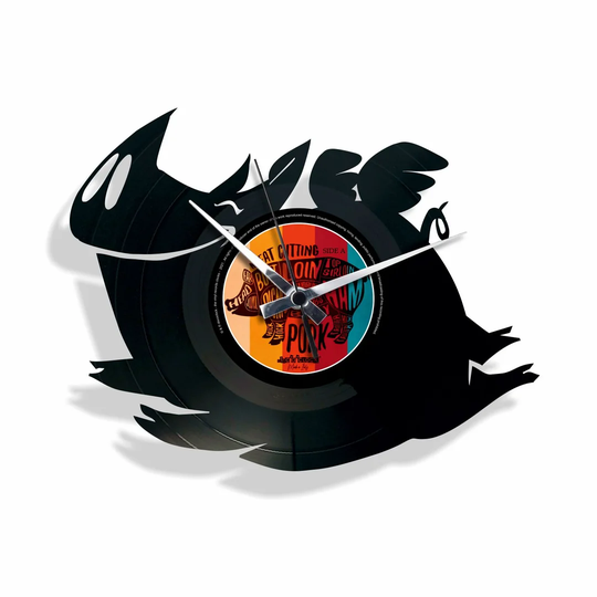 Bukowski Vinyl with Pig 30cm Silent Wall Clock