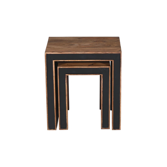 Kikuko Solid Wood Nest Of Tables Built-In Outlets