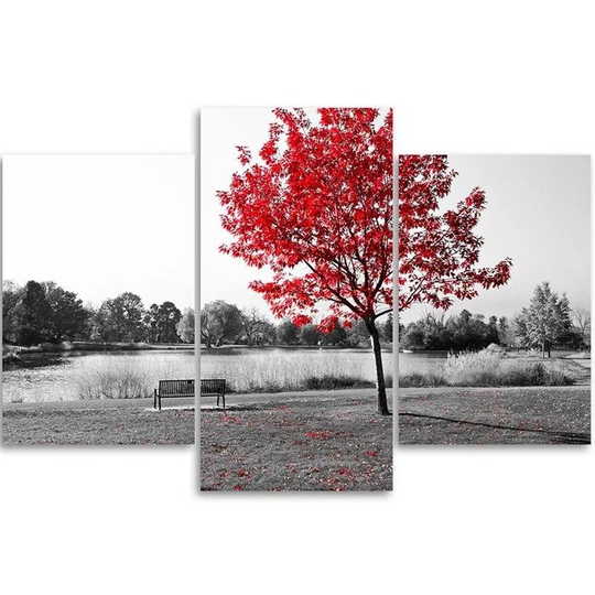 Canvas Print Red Tree Landscape