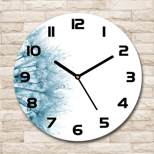 Glass Wall Clock 30Cm Round Decoration Picture Wall Art Modern Decoration Kitchen Living Room Silent - Dandelion,72318363