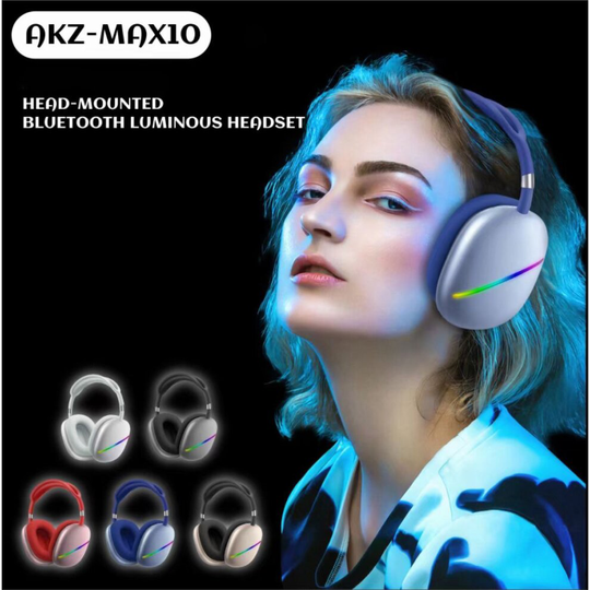 (Blue Supports SIRI) LED Wireless Headphones Bluetooth Headset with Mic