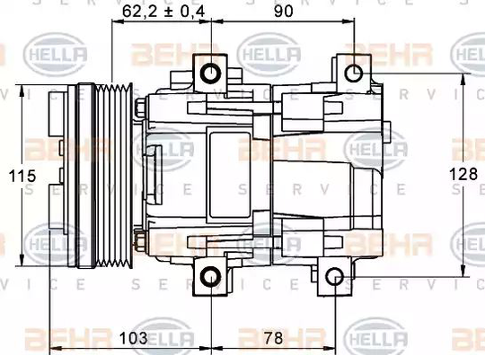 x1 Behr A/C Compressor 8FK351113-301 with Seal V-ribbed belt pulley R134a