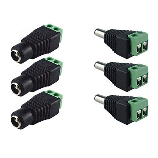 EFISH 3 Pairs 5.5mm x 2.1mm DC Power Connector Male Female Screw Terminal Connector 12V CCTV Adaptors Plug for CCTV Camera DVR Security System LED L