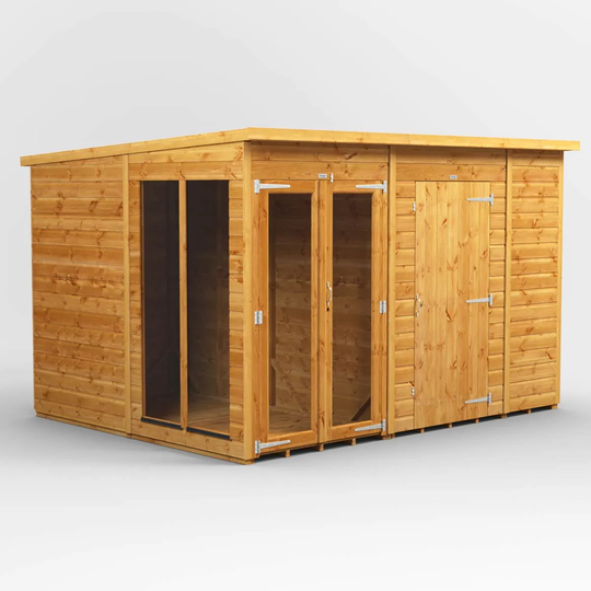 10X8 Power Pent Summerhouse Combi Including 6Ft Side Store