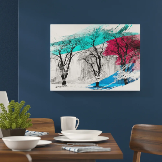 'Winter Landscape Three Beautiful Trees' Graphic Art Print Poster