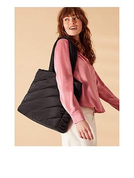 Accessorize Nylon Quilted Shopper - Black , Black, Women