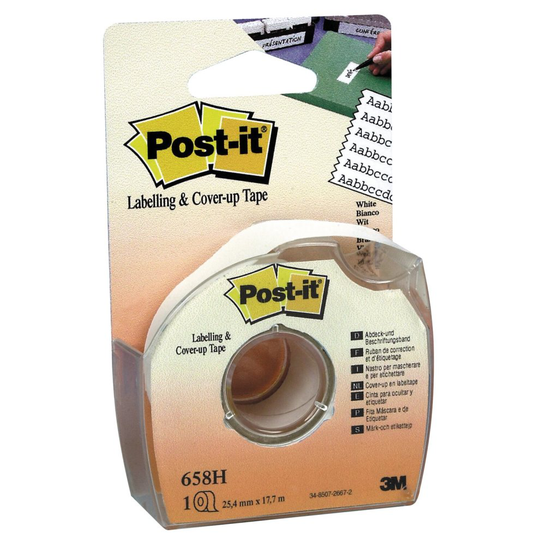 Post-it 658H 25.4mm x 17.7m Cover Up and Label Tape (6 Lines, 1 Roll) - White