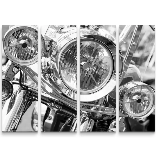 Close-Up Motorcycle Headlights Photographic Print Multi-Piece Image on Canvas