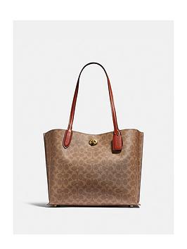 Coach Willow Coated Canvas Signature Tote Bag - Tan