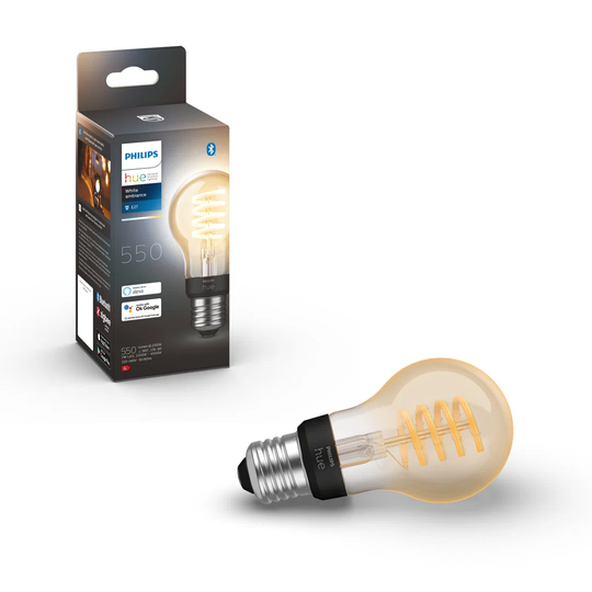 Philips Hue White Ambiance Filament Single Smart LED Bulb E27 with Bluetooth - 550 Lumen