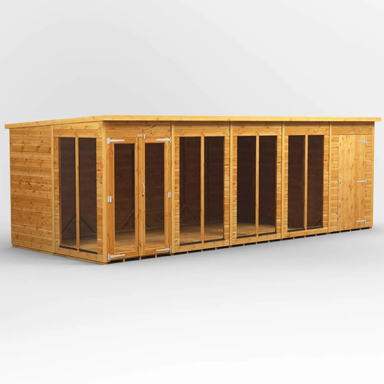 20X8 Power Pent Summerhouse Combi Including 4Ft Side Store