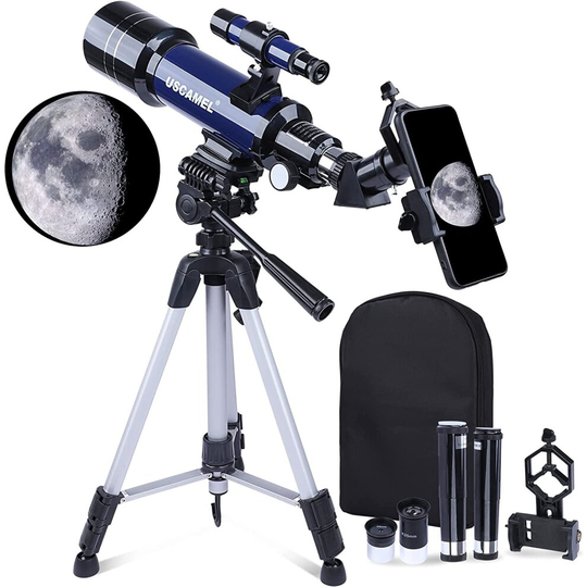 Telescopes for Astronomy Adults, 400/70mm 200X Telescope for Kids Beginners, Portable Travel Telescope with Adjustable Tripod and Phone Adap