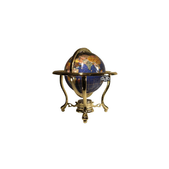 Unique Art 10-Inch Tall Table Top Blue Crystallite Ocean Gemstone World Globe with Gold Tripod Stand