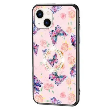 Butterfly iPhone 14 Hybrid Case with Ring Kickstand - Light Pink