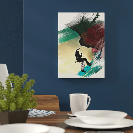 'Rock Face Mountain Climbing' Graphic Art Print Poster