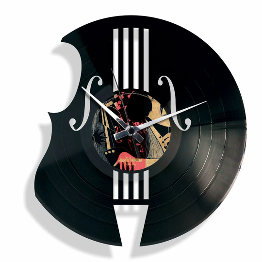 The Bass Maker Vinyl with Double Bass 30cm Silent Wall Clock