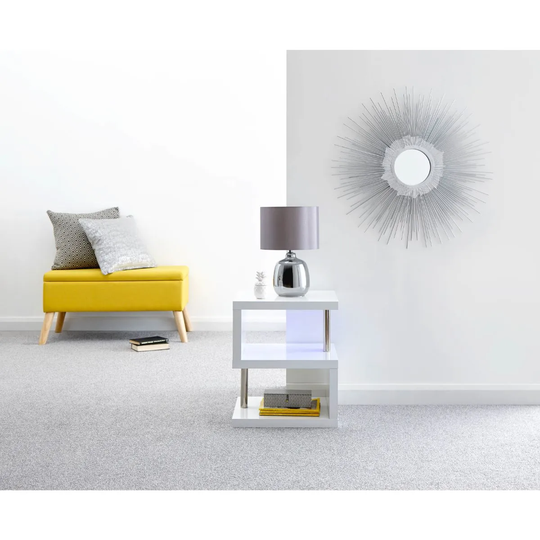 Polar High Gloss Led Side Table White