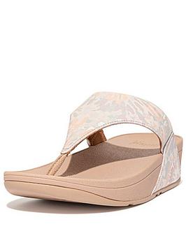 FitFlop Lulu Art Dye Leather Toe Post Sandals - Beige, Beige, Size 8, Women