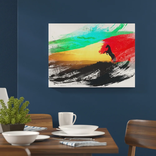 'Horse in Sunlight Landscape' Graphic Art Print Poster