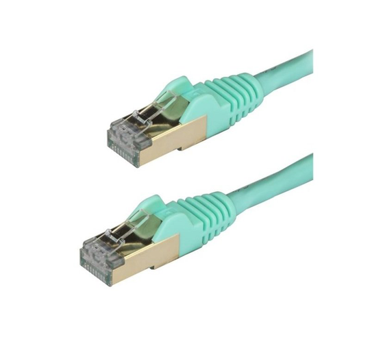 StarTech.com CAT6a Cable - 3 m Aqua Ethernet Cord - Snagless - STP CAT6a Patch Cord