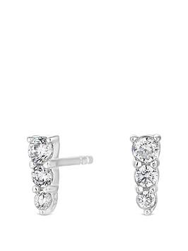 Simply Silver Sterling Silver 925 with Cubic Zirconia Graduated Mini Stud Earrings, One Colour, Women