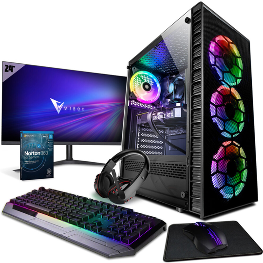 ( VIII-52 | Intel i9 11900F | RTX 3070 Ti | 32GB RAM | 1TB NVMe M.2 | Win 11 | WiFi | 24" Monitor Bundle ) Vibox VIII Gaming PC