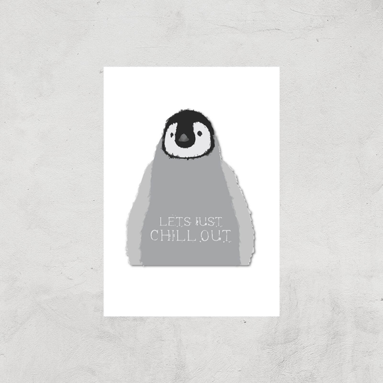 Baby Penguin Lets Just Chill Out Art Print - A3 - Print Only