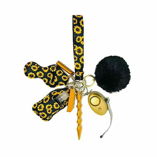 (Gold) Defense Key Chain Set Keychain Pendant Personal Alarm Protection Safety