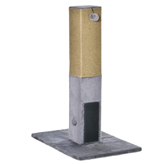 Pawhut Cat Scratching Climbing Post W/ Hanging Toy - Grey