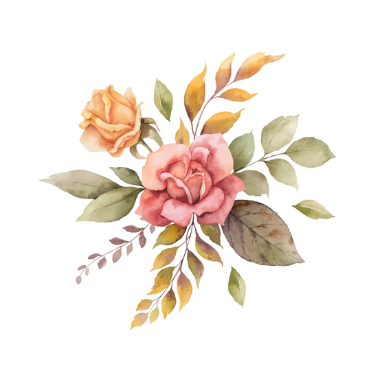 Roses and Leaves - Wrapped Canvas Painting