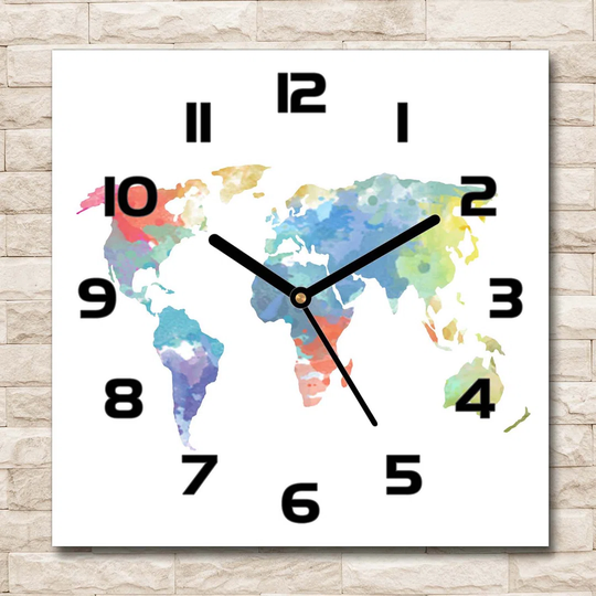 World Map Silent Wall Clock