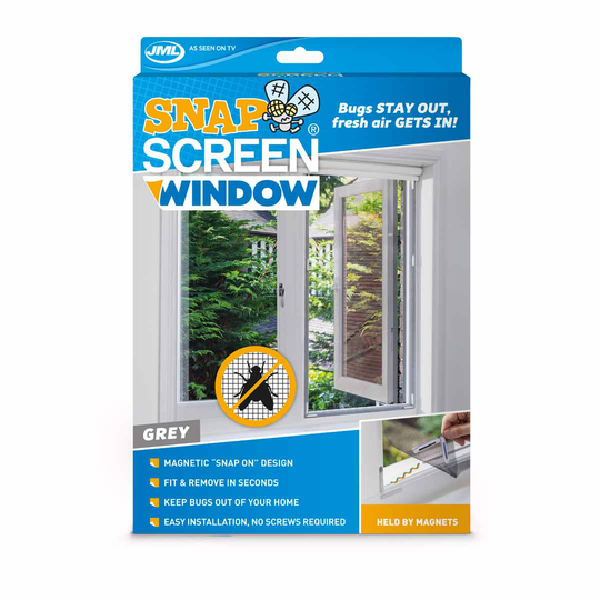 JML Snap Screen Window Magnetised Mesh Bug-Free Net - Grey