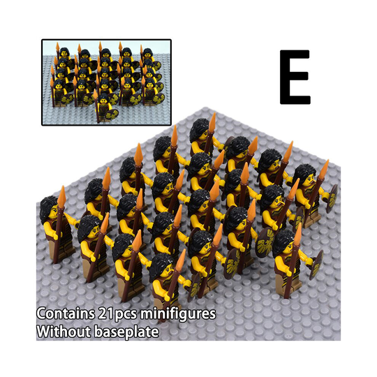 (E) 7 styles 21pcs ancient medieval soldiers without baseplate army building block minifigures