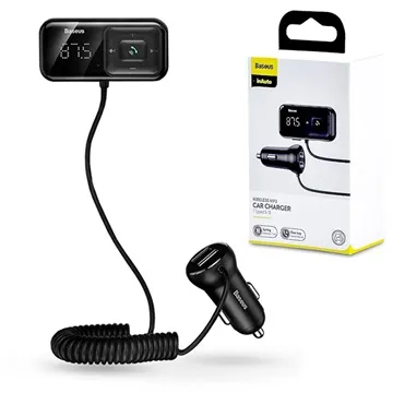 Baseus S-16 T-Type FM Transmitter / Car Charger CCTM-E01 - Black