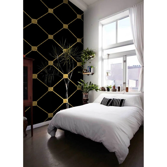 Walllpaper Roll 290X290cm Kitchen Livingroom Bedroom Mural Decoration Wallpaper Material With Print - Gold Glitter Rhombus Golden