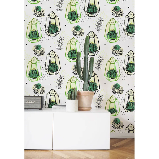 Walllpaper Roll 312X219cm Wallpaper Material With Print Mural Decoration Kitchen Livingroom Bedroom - House Cacti Cactus