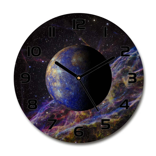 Glass Wall Clock 30Cm Round Decoration Picture Wall Art Modern Decoration Kitchen Living Room Silent - Mercury,117754614