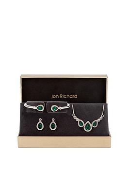 Jon Richard Emerald Pear Trio Jewellery Set