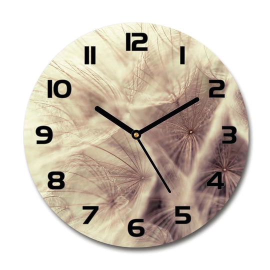 Glass Wall Clock 30Cm Round Decoration Picture Wall Art Modern Decoration Kitchen Living Room Silent - Dandelion,42509385
