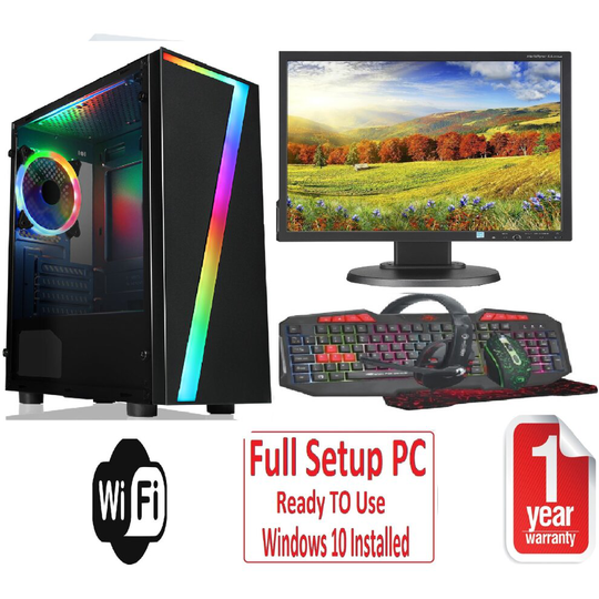 Fast Gaming PC Bundle Intel QuadCore i5 8GB 1TB Window 10 2GB GT710 Case Seven
