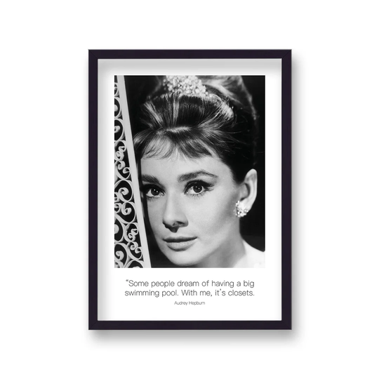 Polaroid Style B&W Icon Audrey Hepburn Some People Dream Non-Dated by Vouvart - Picture Frame Memorabilia