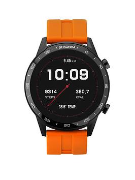 Sekonda Active Men'S Orange Silicone Strap With Black Dial Smartwatch