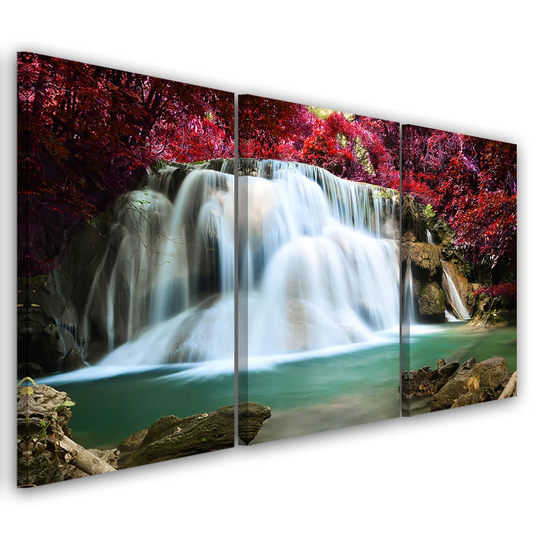 Canvas Print Waterfall Forest Mountain